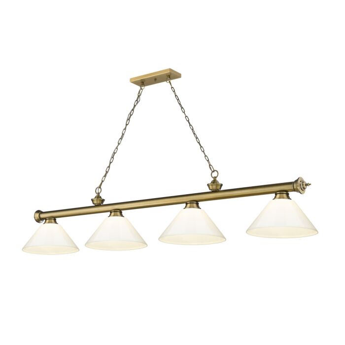 Z Lite Cordon 4 Light Linear Pendant Light In Rubbed Brass