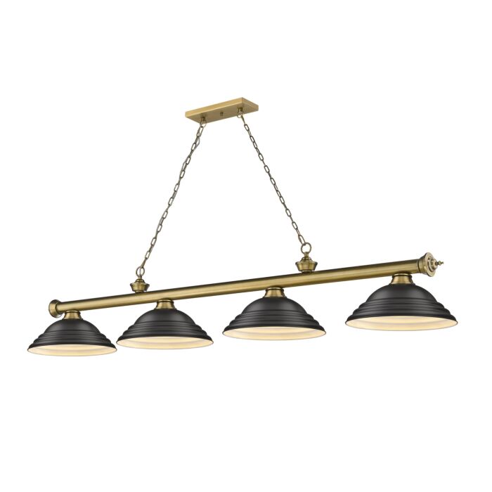 Z Lite Cordon 4 Light Linear Pendant Light In Rubbed Brass