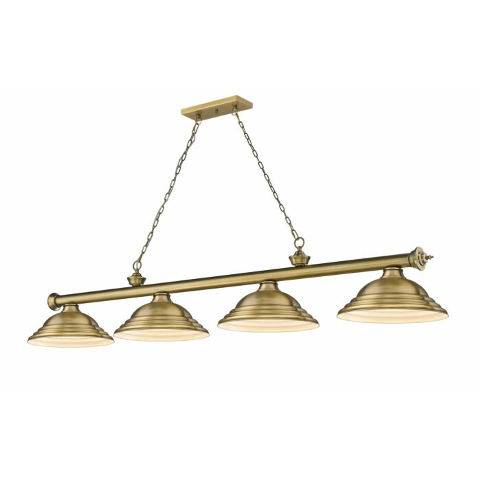Z Lite Cordon 4 Light Linear Pendant Light In Rubbed Brass