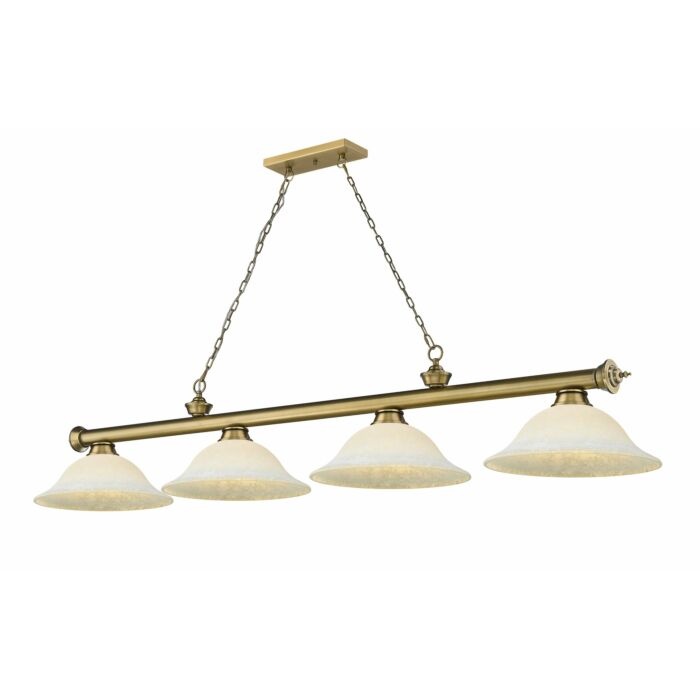 Z Lite Cordon 4 Light Linear Pendant Light In Rubbed Brass