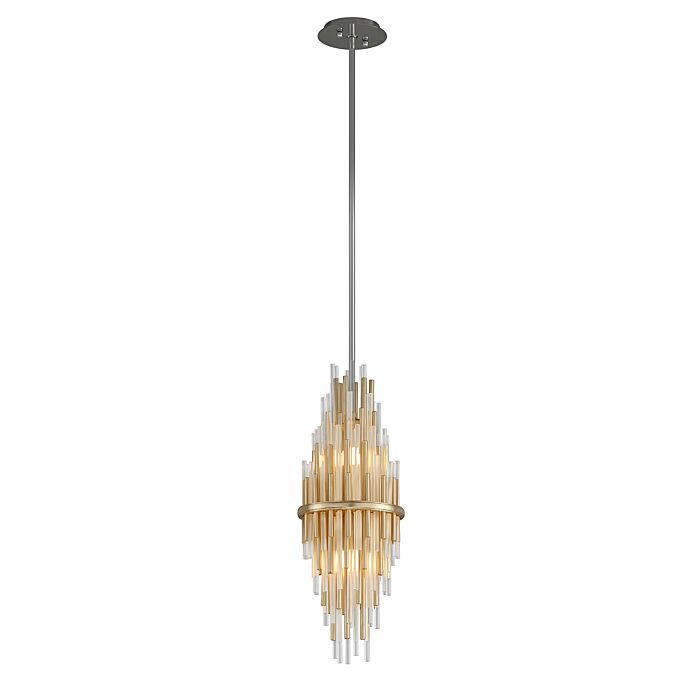 Corbett Theory 2 Light Pendant Light in Gold Leaf With Polished Stainless