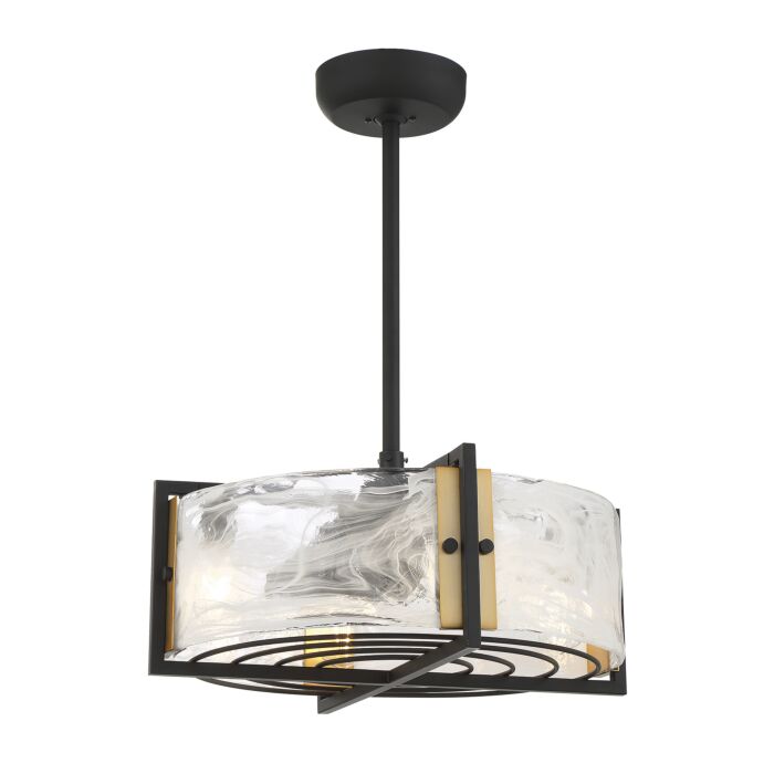 Savoy House Hayward 4 Light Fan D'Lier in Matte Black with Warm Brass Accents