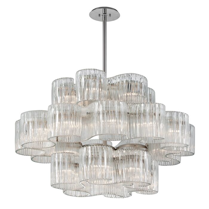 Corbett Circo 24 Light Pendant Light in Satin Silver Leaf