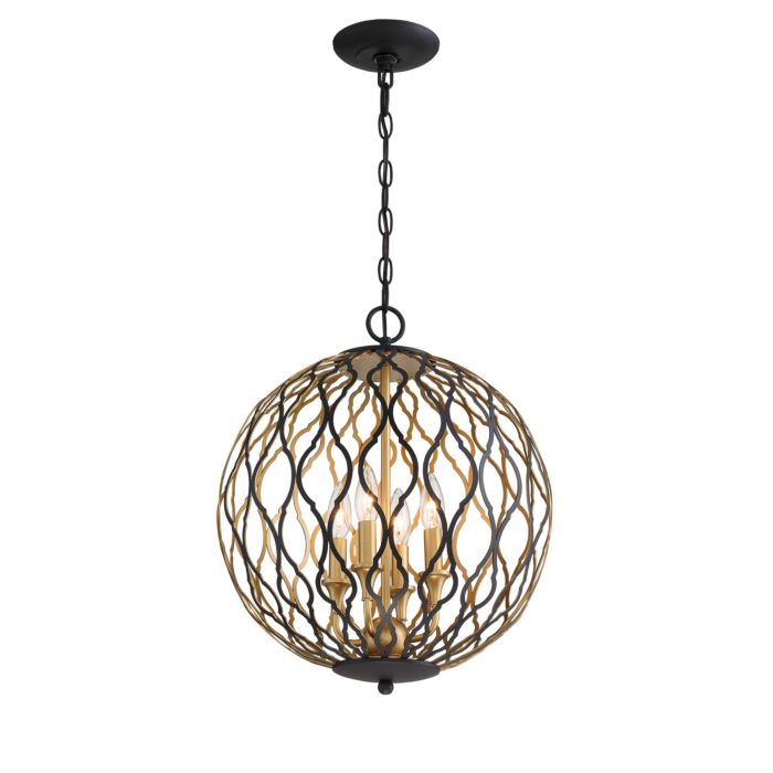 Minka Lavery Gilded Glam 4 Light Pendant Light in Sand Coal With Painted And Pla