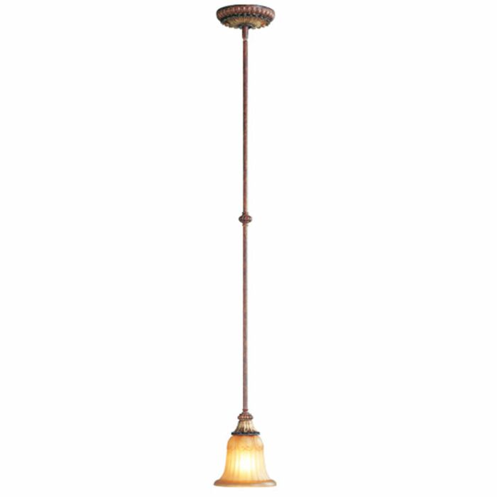 Villa Verona 1-Light Mini Pendant in Hand Applied Verona Bronze w with Aged Gold Leafs