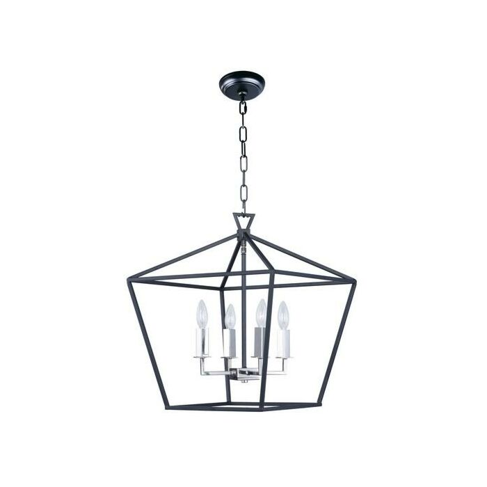 Maxim Lighting Abode 4 Light 4 Light Single Tier Chandelier in Textured Black / Polished Nickel