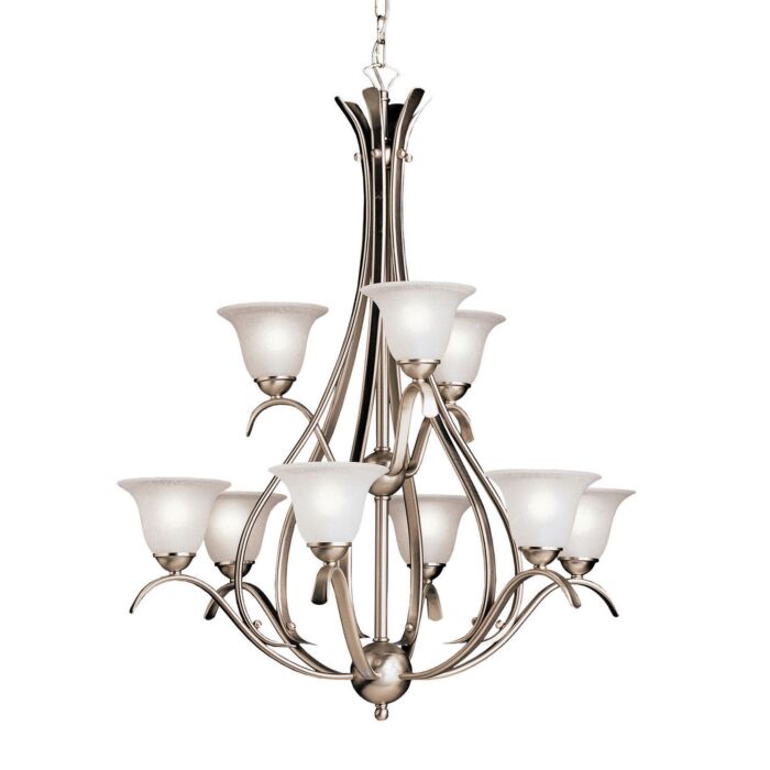 Kichler Dover 9 Light 27.75 Inch 2 Tier Chandelier in Brushed Nickel