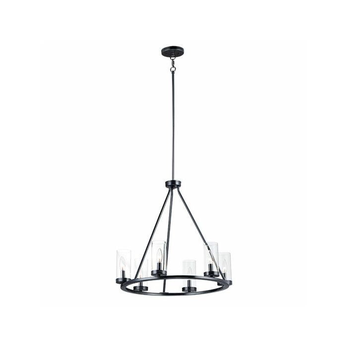 Maxim Sentinel 6 Light 24 Inch Transitional Chandelier in Black
