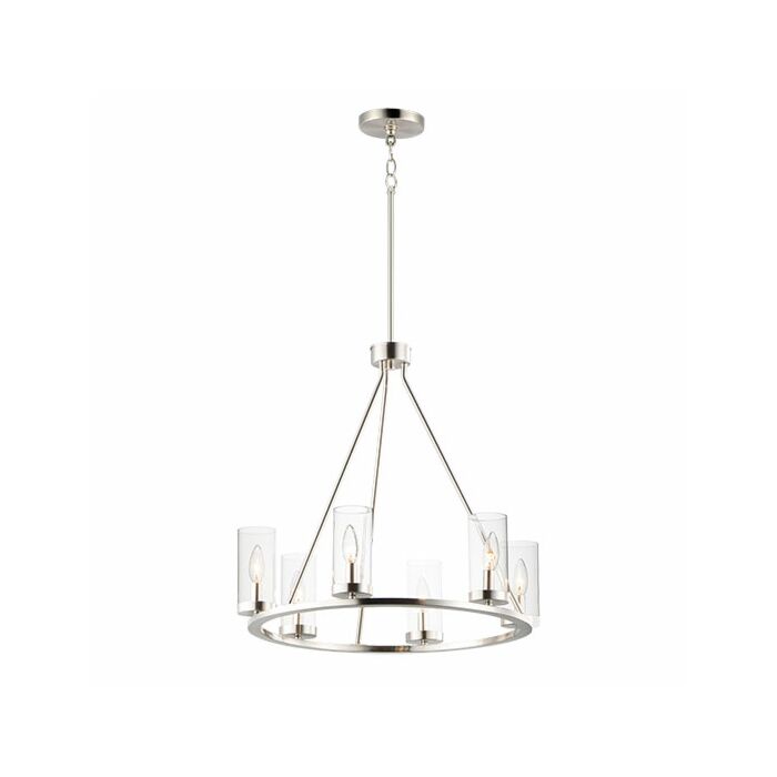 Maxim Sentinel 6 Light 24 Inch Transitional Chandelier in Satin Nickel