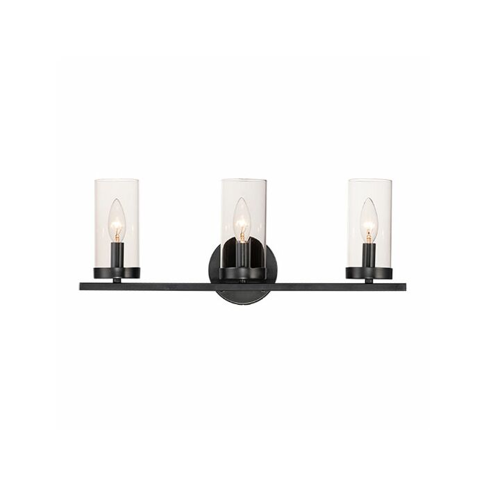 Maxim Sentinel 3 Light Bathroom Vanity Light in Black