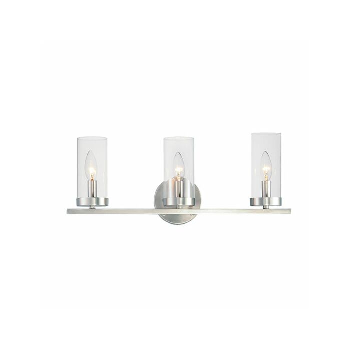Maxim Sentinel 3 Light Bathroom Vanity Light in Satin Nickel