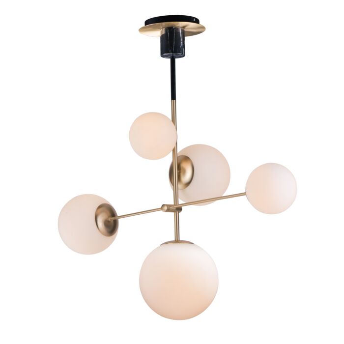 Maxim Vesper 5 Light Pendant Light in Satin Brass and Black