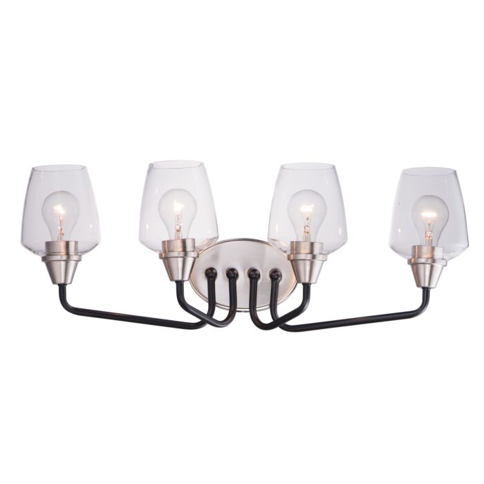 Maxim Goblet 4 Light Bathroom Vanity Light in Black and Satin Nickel
