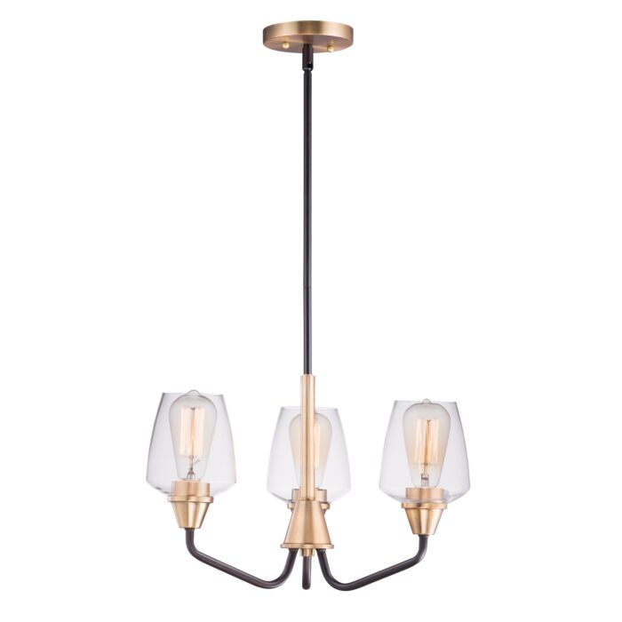 Maxim Goblet 3 Light Mini Chandelier in Bronze and Antique Brass