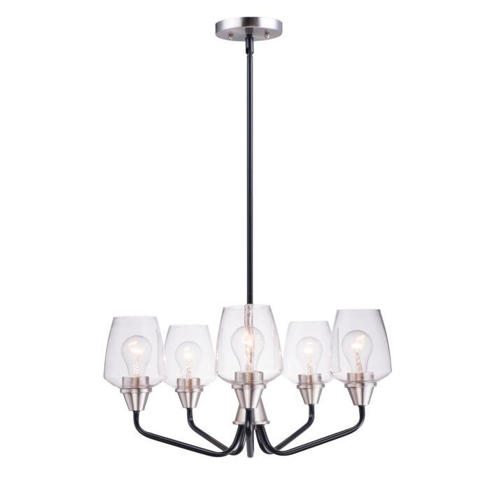 Maxim Goblet 5 Light Transitional Chandelier in Black and Satin Nickel