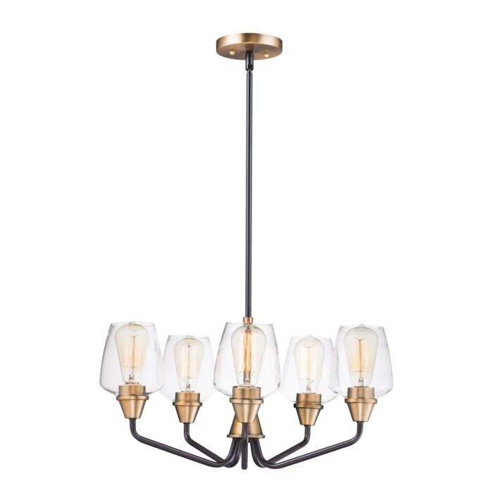 Maxim Goblet 5 Light Transitional Chandelier in Bronze and Antique Brass