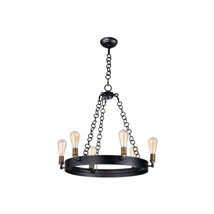 Maxim Lighting Noble 6 Light 6 Light Chandelier in Black / Natural Aged Brass