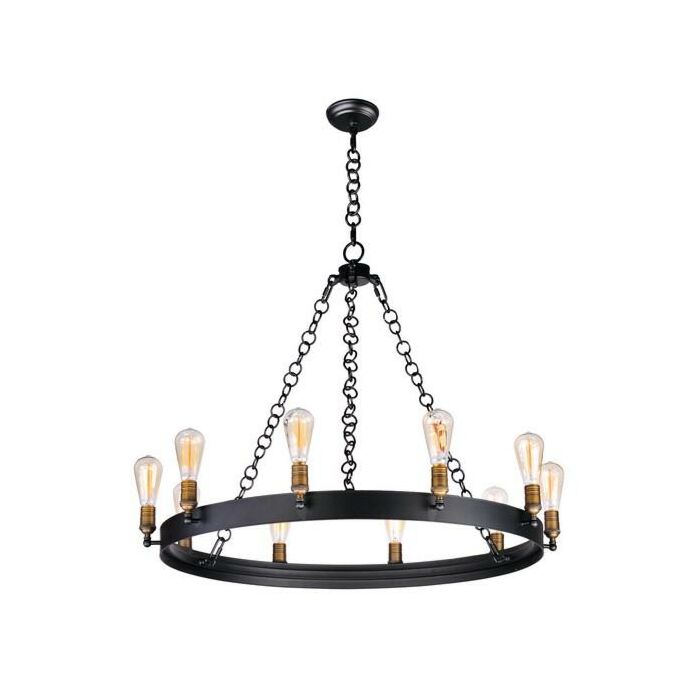 Maxim Lighting Noble 10 Light 10 Light Chandelier in Black / Natural Aged Brass