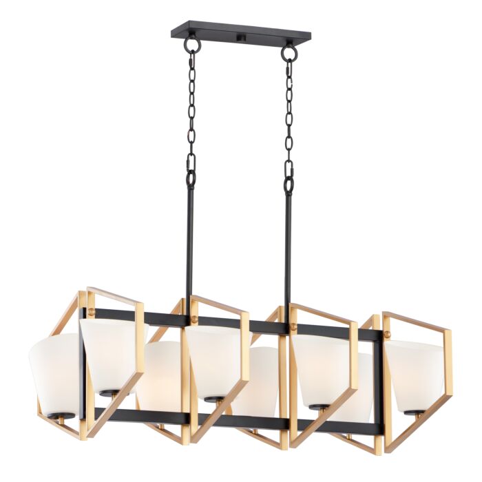 Maxim Oblique 8 Light Pendant Light in Gold and Black