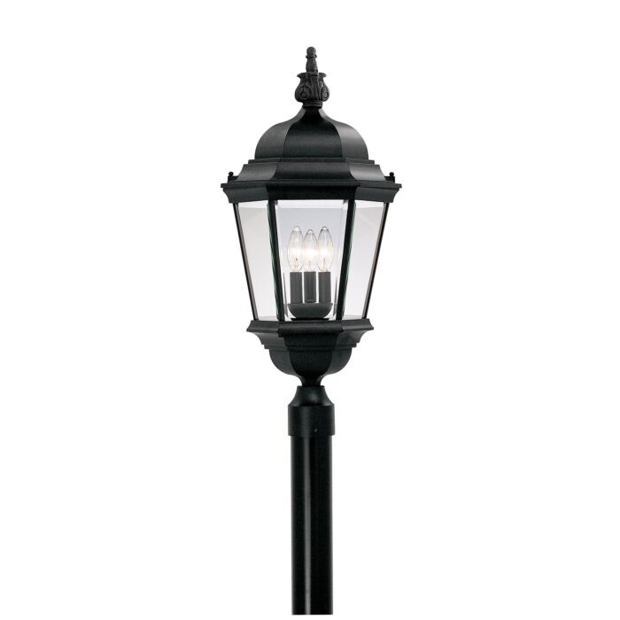 Builder Cast Aluminum 3-Light Post Lantern in Black