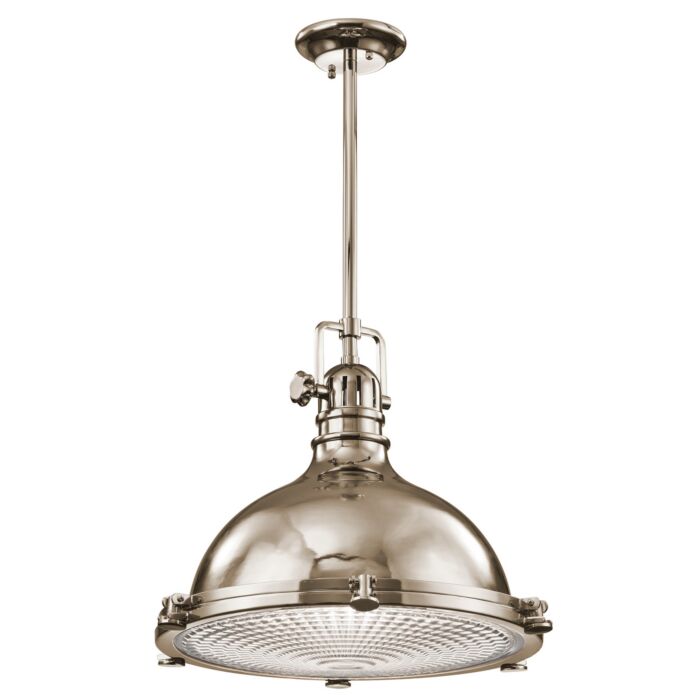Kichler Hatteras Bay 1 Light Pendant in Polished Nickel