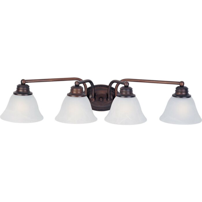 Maxim Malaga 29 Inch 4 Light Marble Glass Bathroom Vanity Light in Oil Rubbed Bronze