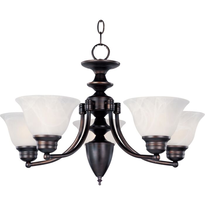 Maxim Lighting Malaga 5 Light Marble Glass Chandelier in Bronze