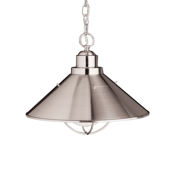 Kichler Seaside Outdoor Coastal Hanging Pendant Light in Brushed Nickel