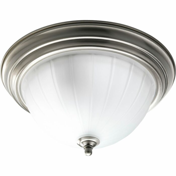 Melon Glass 2-Light Flush Mount in Brushed Nickel