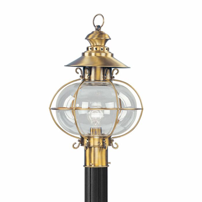 Harbor 1-Light Outdoor Post-Top Lanterm in Flemish Brass