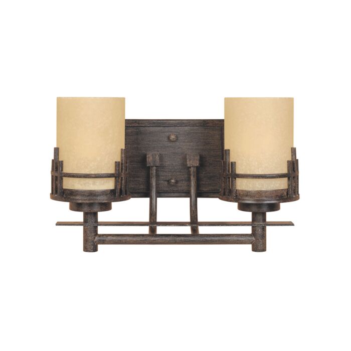 Mission Ridge 2-Light Bathroom Vanity Light Bar in Warm Mahogany