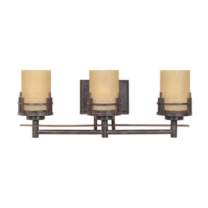 Mission Ridge 3-Light Bathroom Vanity Light Bar in Warm Mahogany