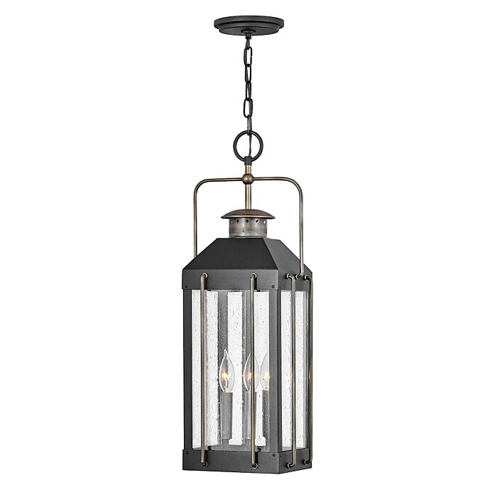 Hinkley Fitzgerald 3 Light Outdoor Hanging Light in Textured Black