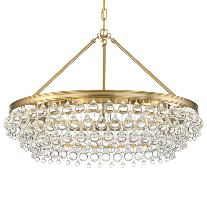 Crystorama Calypso 6 Light 20 Inch Transitional Chandelier in Vibrant Gold with Clear Glass Drops Crystals