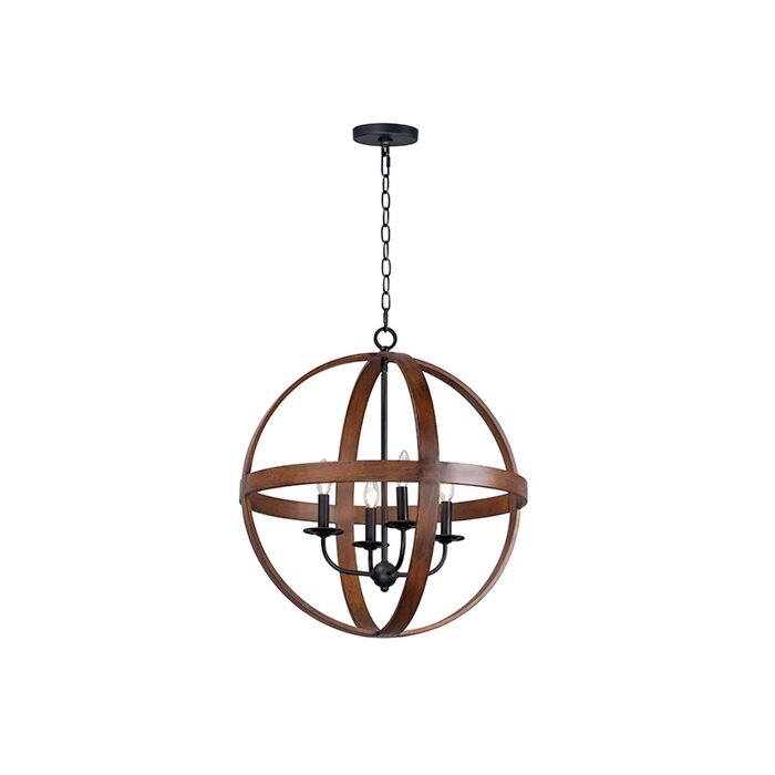Maxim Compass 4 Light 23 Inch Pendant Light in Antique Pecan and Black