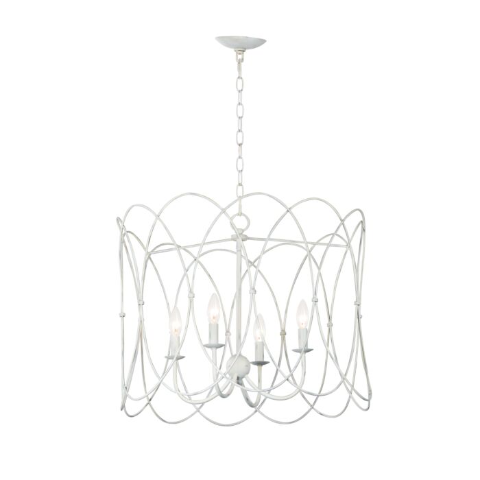 Maxim Trellis 4 Light Pendant Light in Weathered White