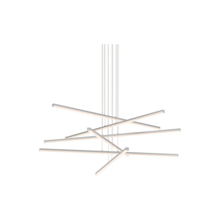 Sonneman Stix 6 Light Pendant Light in Bright Satin Aluminum