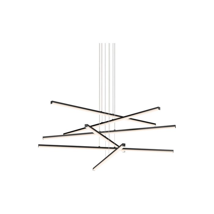 Sonneman Stix 6 Light Pendant Light in Satin Black