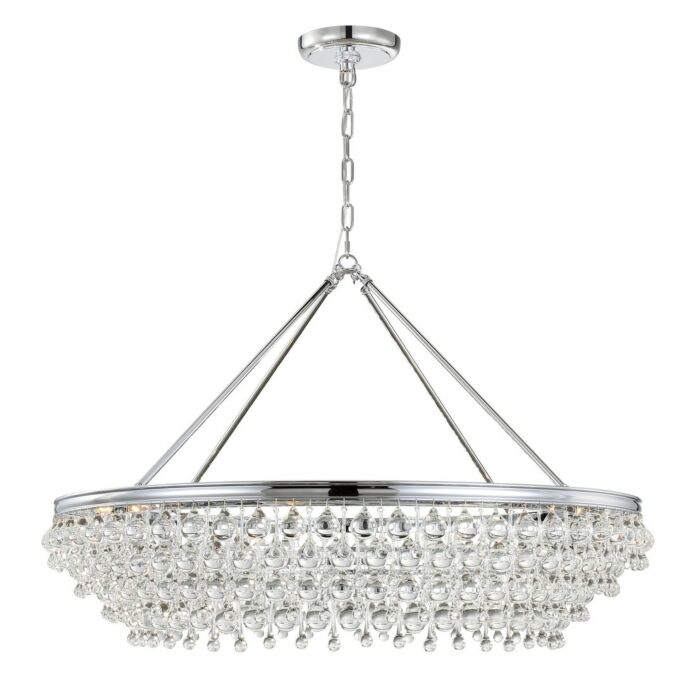 Crystorama Calypso 26 Inch Chandelier in Polished Chrome with Clear Glass Drops Crystals