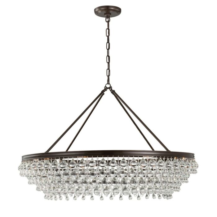 Crystorama Calypso 8 Light 26 Inch Transitional Chandelier in Vibrant Bronze with Clear Glass Drops Crystals