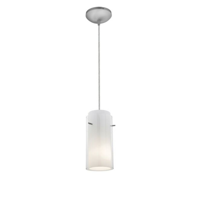 Access Glass`N Glass Cylinder Pendant Light in Brushed Steel