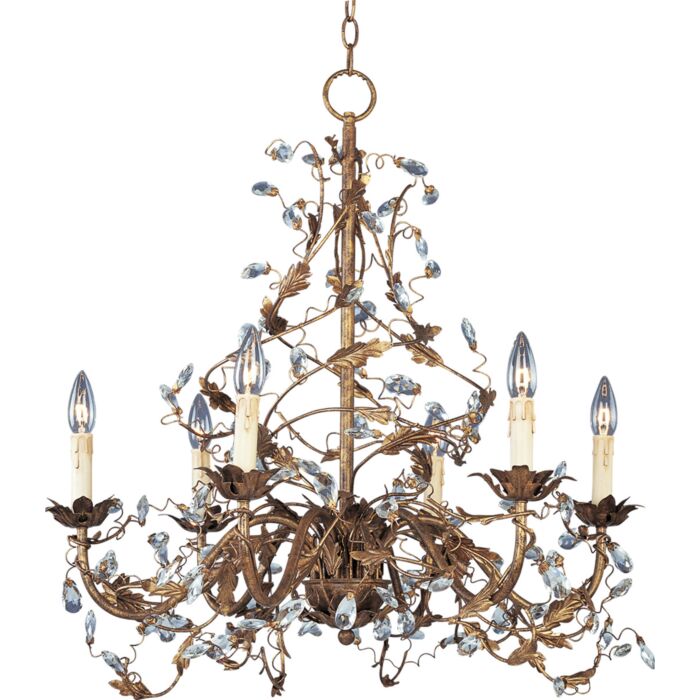 Maxim Lighting Elegante 6 Light Chandelier in Etruscan Gold