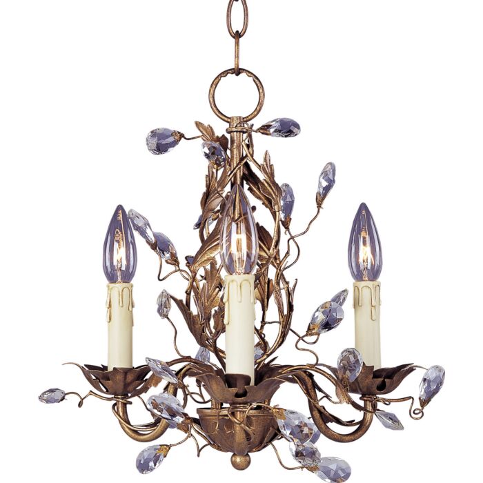 Maxim Lighting Elegante 14 Inch 3 Light Mini Chandelier in Etruscan Gold