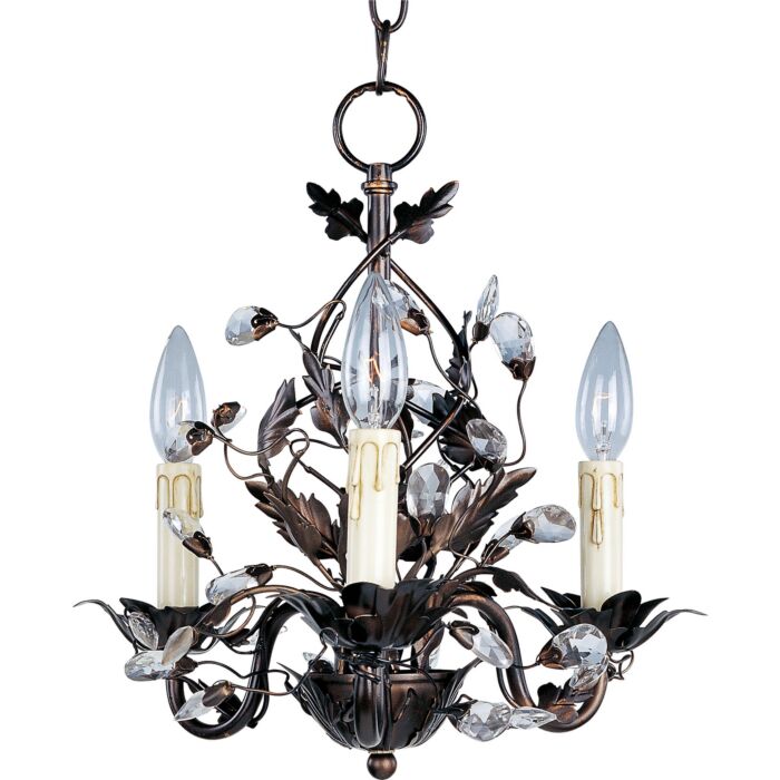 Maxim Lighting Elegante 14 Inch 3 Light Mini Chandelier in Oil Rubbed Bronze