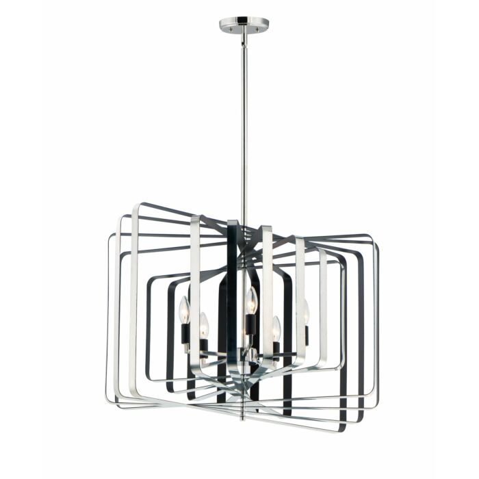 Maxim Radial 5 Light Pendant Light in Polished Nickel and Black