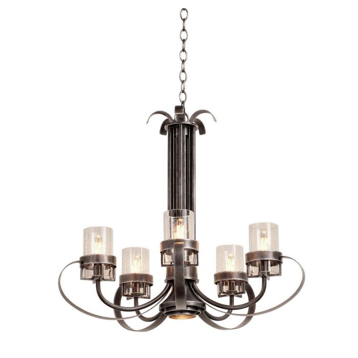 Kalco Bexley 6 Light Industrial Chandelier in Vintage Iron