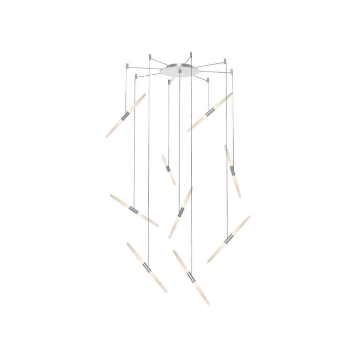 Sonneman Ballet™ 9 Light Pendant Light in Bright Satin Aluminum