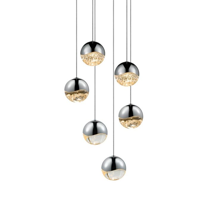 Sonneman Grapes 11.25 Inch 6 Light LED Pendant in Polished Chrome