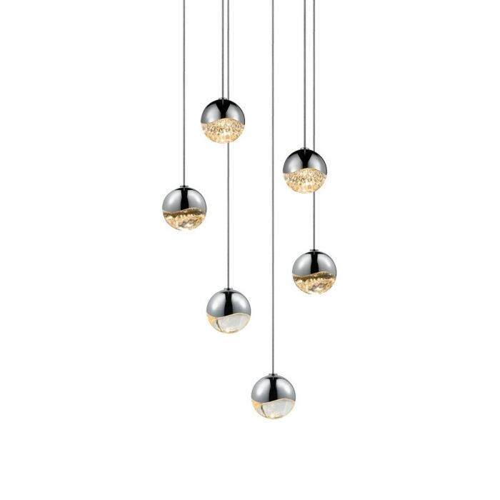 Sonneman Grapes 10.5 Inch 6 Light LED Pendant in Polished Chrome