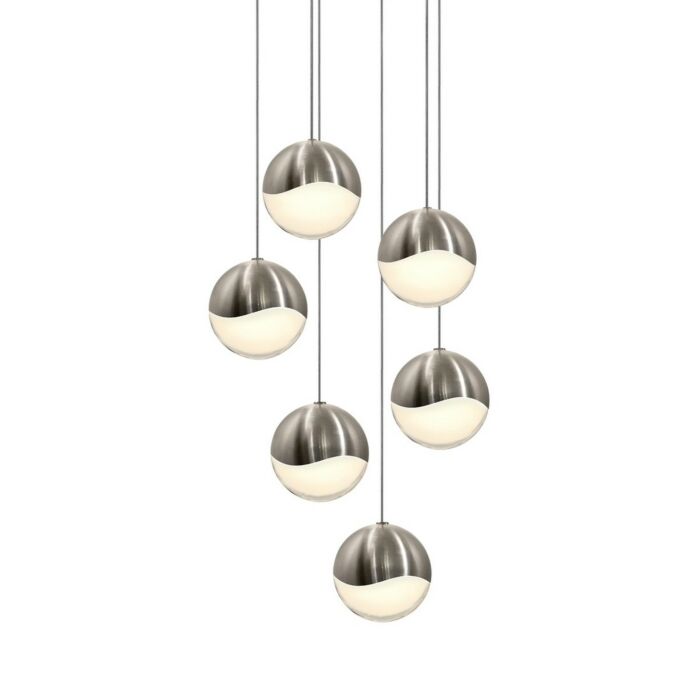 Sonneman Grapes 11.75 Inch 6 Light LED Pendant in Satin Nickel